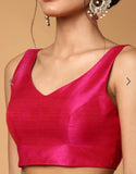 Vsaree Red Banglori Printed Pallu And Designer Border Saree With Banglori Blouse For Women