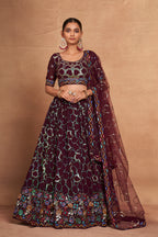 WOMEN'S GEORGETTE WITH SEQUINS AND EMBROIDERY WORK DESIGNER LEHENGA CHOLI