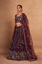 WOMEN'S GEORGETTE WITH SEQUINS AND EMBROIDERY WORK DESIGNER LEHENGA CHOLI