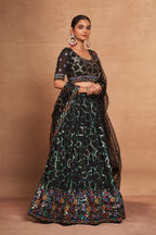 WOMEN'S GEORGETTE WITH SEQUINS AND EMBROIDERY WORK DESIGNER LEHENGA CHOLI
