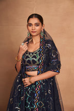 WOMEN'S GEORGETTE WITH SEQUINS AND EMBROIDERY WORK DESIGNER LEHENGA CHOLI