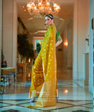 Vsaree Kanjivaram Organza Saree With Pure Golden Zari Border And Blouse