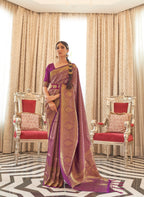 Flower Design Kanjivaram Silk Golden Border With Kanjivaram Design Saree And Blouse