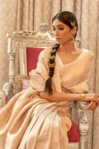 Flower Design Kanjivaram Silk Golden Border With Kanjivaram Design Saree And Blouse