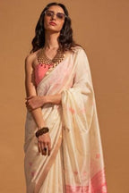 Vsaree Off White Designer Art Silk Saree With Having Rich Pallu And Blouse