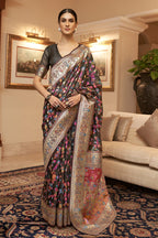 Vsaree Black Kanjivaram Soft Silk Saree With Designer Border And Blouse