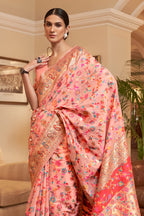 Vsaree Peach Kanjivaram Soft Silk Saree With Designer Border And Blouse