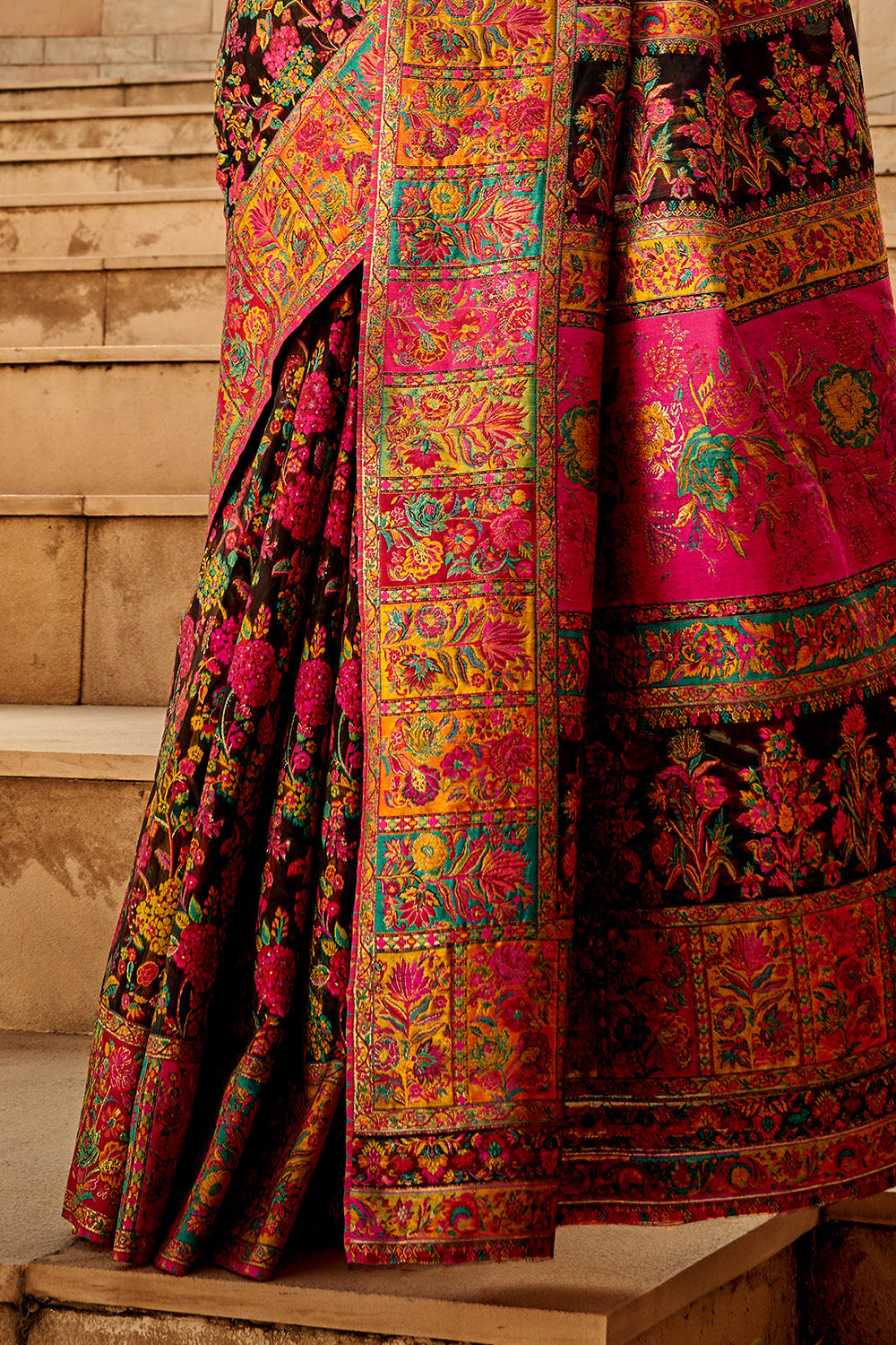 Vsaree Black Banarasi Silk Designer Saree With Banarasi Border And Blouse