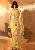 Vsaree Yellow Banarasi Silk Designer Saree With Banarasi Border And Blouse