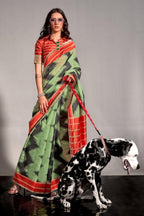 Vsaree Parrot Banarasi Silk Designer Saree With Banarasi Border And Blouse
