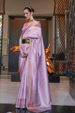 Vsaree Purple Kanjivaram Silk And Zari weaving Saree With Designer Border And Blouse