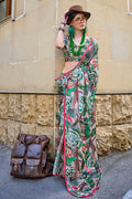 Vsaree Green Banarasi Silk Designer Saree With Banarasi Border And Blouse