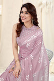 Vsaree Pink Chinon Shiffon Printed Saree And Designer Border With Heavy Rich Pallu
