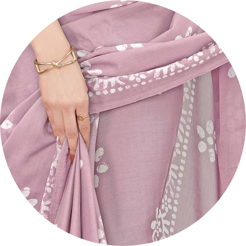 Vsaree Pink Chinon Shiffon Printed Saree And Designer Border With Heavy Rich Pallu