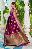 Vsaree Wine Silk Blend Saree With Designer Border And Heavy Pallu Along With Blouse
