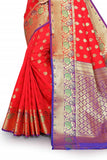 Designer Flower Butti Work Zari Weaving Banarasi Silk Saree With Blouse