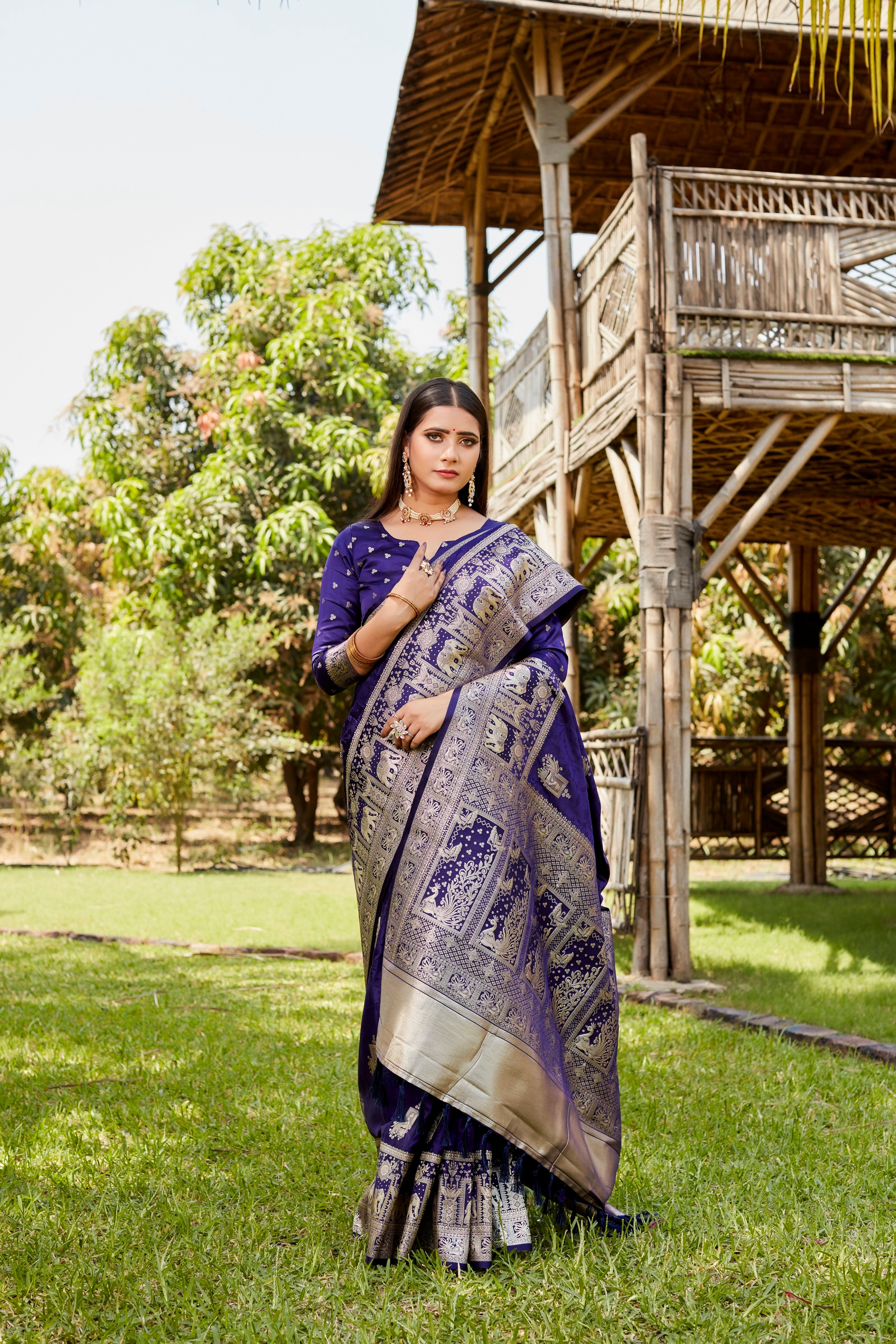 Vsaree Kanjivaram Soft Satin Silk Zari Weaving Border And Woven Pallu Saree With Blouse For Women