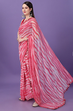Vsaree Pink Banglory Designer And Printed Work Saree With Banglory Blouse For Women