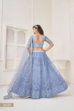شبكة الفراشة الزرقاء النسائية مع الترتر والتطريز، عمل LEHENGA CHOLI لملابس الحفلات 