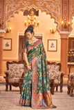 Vsaree Green Cotton Blend Saree And Zari With Multiple Thread Work Pallu And Boder With Blouse