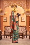Vsaree Green Cotton Blend Saree And Zari With Multiple Thread Work Pallu And Boder With Blouse