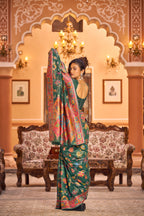 Vsaree Green Cotton Blend Saree And Zari With Multiple Thread Work Pallu And Boder With Blouse