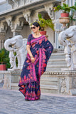 Vsaree Blue Cotton Blend Saree And Zari With Multiple Thread Work Pallu And Boder With Blouse