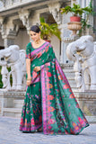 Vsaree Green Cotton Blend Saree And Zari With Multiple Thread Work Pallu And Boder With Blouse