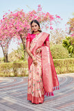 Kanjivaram Soft Silk Zari Weaving Border And Woven Pallu Saree With Blouse For Women