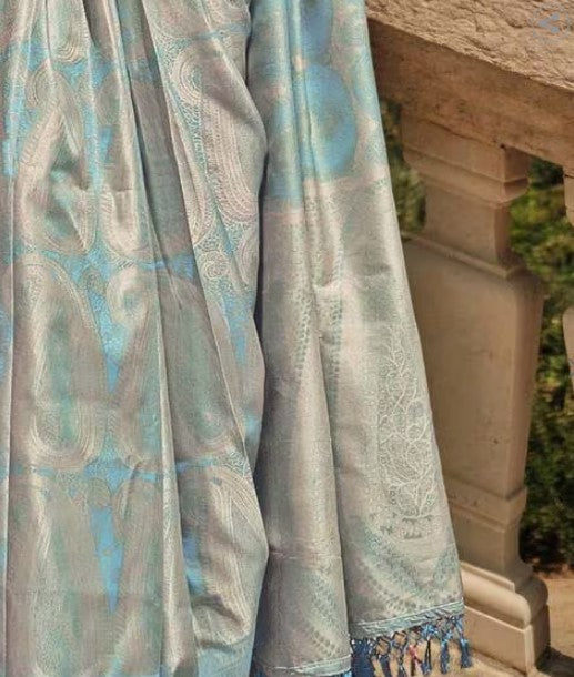 Vsaree Sky Blue Designer Art Silk Saree With Having Rich Pallu And Blouse