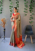 Designer Organza Silk Leheriya Design Soft Silk Saree With Pure Golden Zari Border