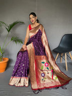 Vsaree Bandhej Paithani Silk Flower Border And Zari Weaving Rich Pallu With Blouse