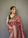 Designer Soft Silk Zari Weaving Border Saree With Woven Rich Pallu And Blouse