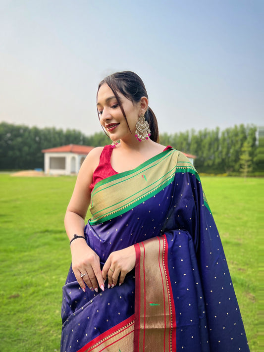 Vsaree Bandhej Paithani Silk Parrot Design Border And Zari Weaving Rich Pallu With Blouse