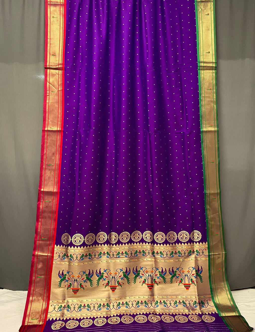 Vsaree Bandhej Paithani Silk Parrot Design Border And Zari Weaving Rich Pallu With Blouse