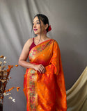 Vsaree Patola Soft Silk Saree And Zari Weaving With Rich Pallu Saree And Blouse For Women