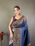 Vsaree Chanderi Silk Saree And Copper Zari Weaving Border And Rich pallu With Blouse