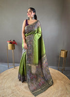 Vsaree Chanderi Silk Saree And Copper Zari Weaving Border And Rich pallu With Blouse