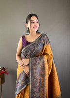 Vsaree Chanderi Silk Saree And Copper Zari Weaving Border And Rich pallu With Blouse