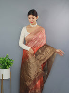Vsaree Chanderi Silk Saree And Copper Zari Weaving Border And Rich pallu With Blouse