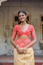 Vsaree Red Raw Silk Saree With All over weaving Butties And weving pallu and Blouse