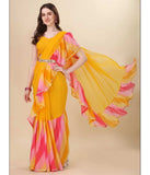 Vsaree Yellow Ruffal Georgette Saree And Designer Border With Heavy Rich Pallu
