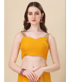 Vsaree Yellow Ruffal Georgette Saree And Designer Border With Heavy Rich Pallu