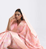 تصميم الزهور التقليدية من الحرير الكتاني الذهبي Zari النسيج الحدود ساري مع مصمم Pallu و Zari النسيج Butti تصميم بلوزة 