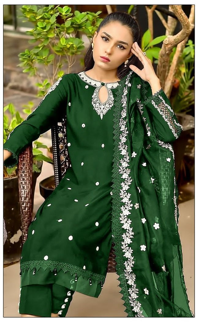 Function And Wedding Wear Pakistani Style  Emboidery Pure Georgette Semi Stitched Dress Matrials