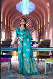 Vsaree Designer Party Wear Golden Zari Weaving Butti Design Saree With Matching Blouse And Heavy Pallu.