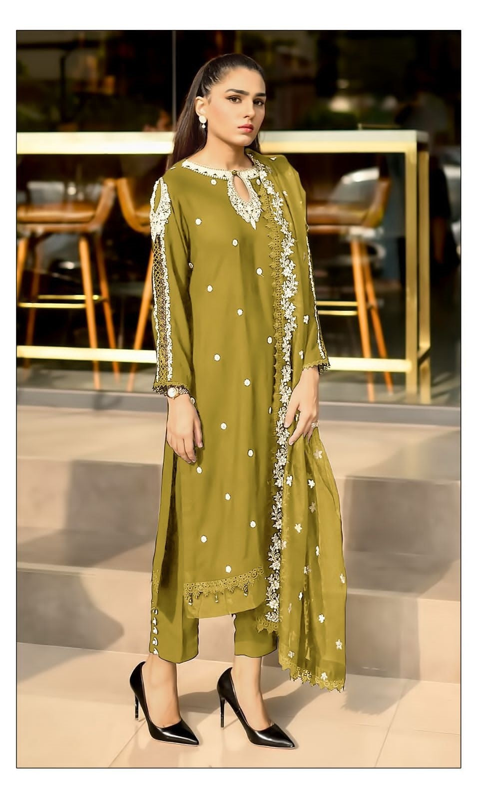 Function And Wedding Wear Pakistani Style  Emboidery Pure Georgette Semi Stitched Dress Matrials