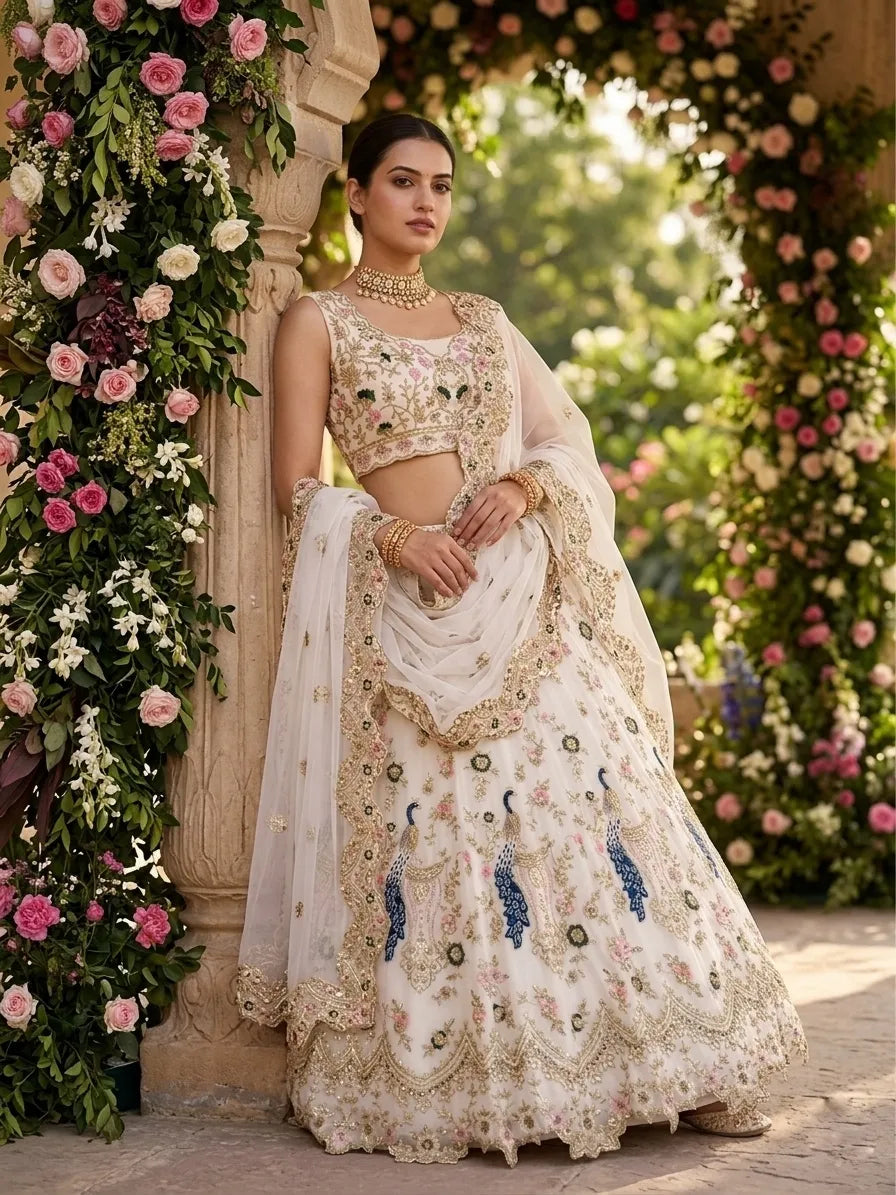 BD Launching the 3.5 Meter Flare Fox Georgette Lehenga Adorned with Sequins Embroidery, Cancan and Canvas Patta