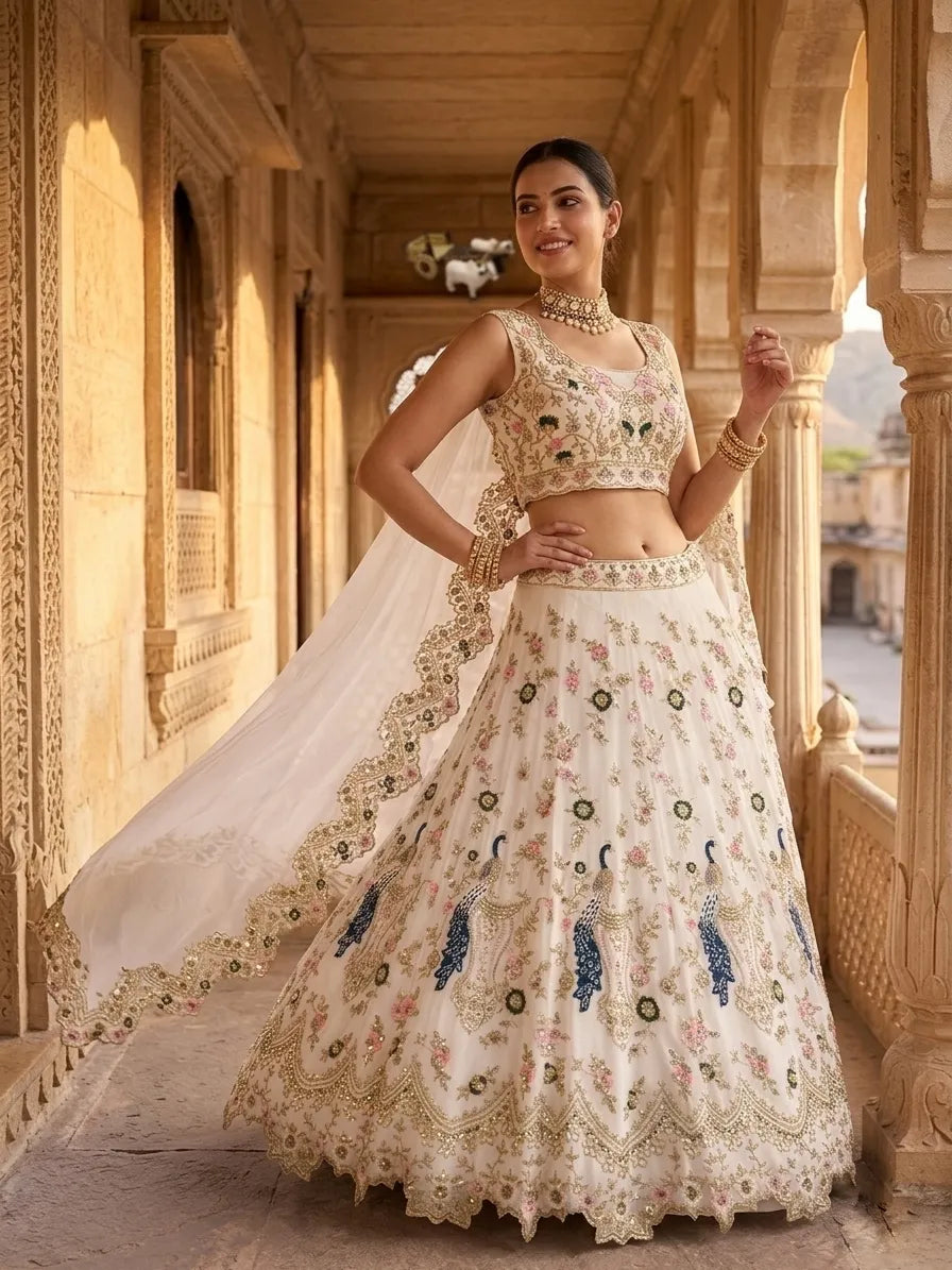 BD Launching the 3.5 Meter Flare Fox Georgette Lehenga Adorned with Sequins Embroidery, Cancan and Canvas Patta