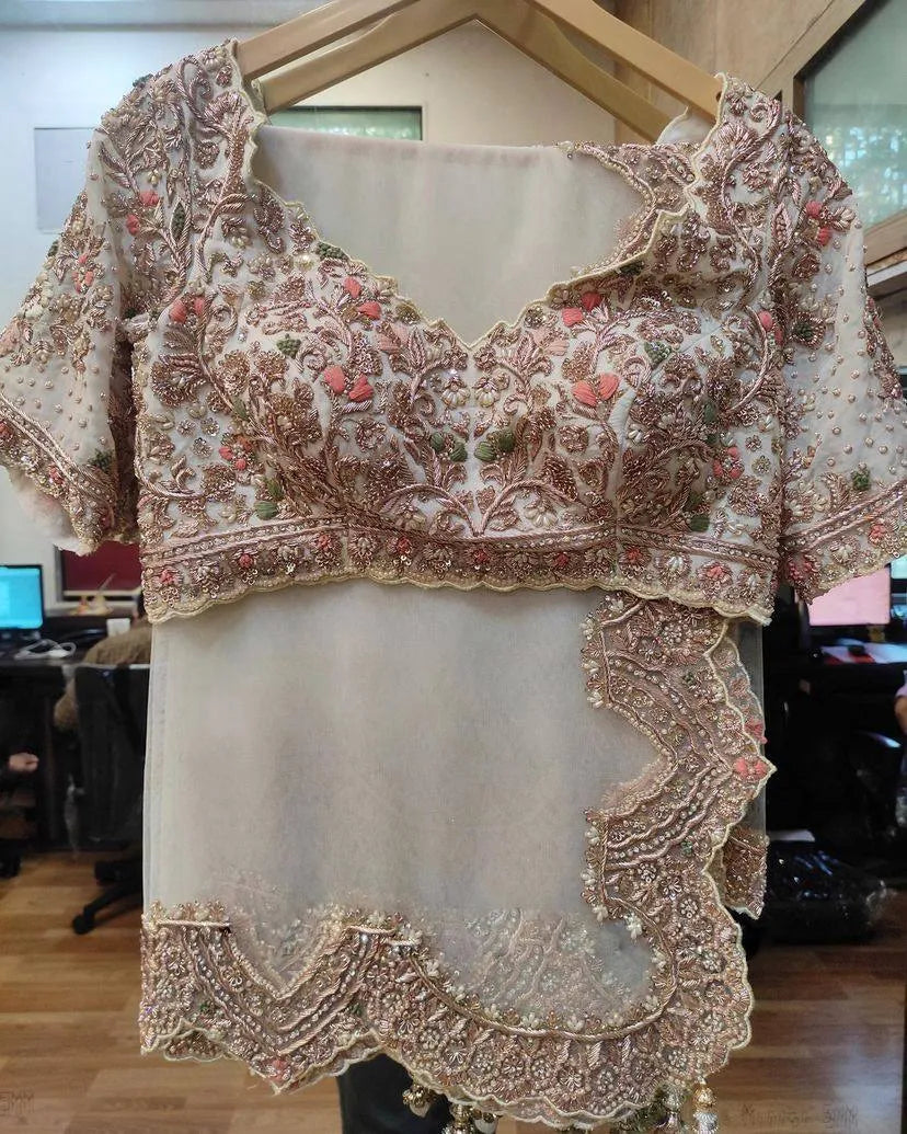 BD Launching the 3.5 Meter Flare Fox Georgette Lehenga Adorned with Sequins Embroidery, Cancan and Canvas Patta